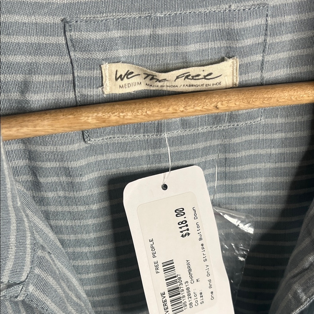 NWT Free People One and Only stripe Button-Up Women's Top medium - Picture 5 of 7